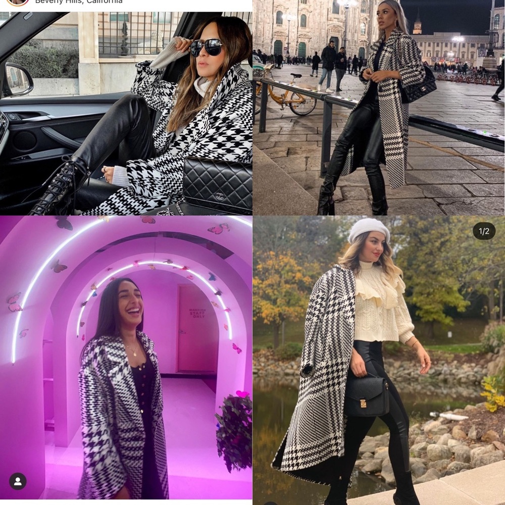 Zara Houndstooth oversized coat S